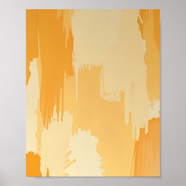 Poster Abstract Yellow and Cream Paint Strokes  (Frente)