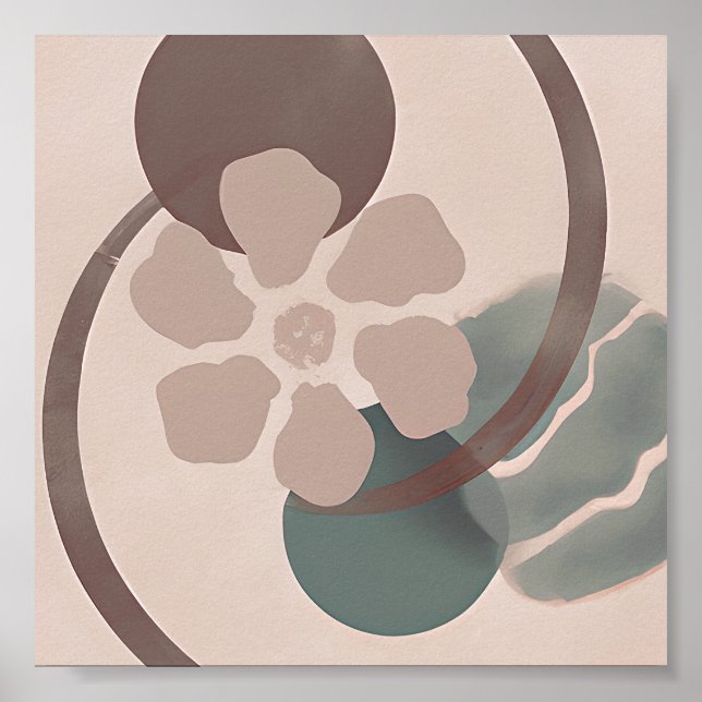 Poster Abstract Yin Yang flower minimalist art  (Frente)