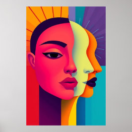 Poster Abstrakte Frauen Gesichter