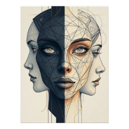 Pôster Abstrakte geometrische Gesichter