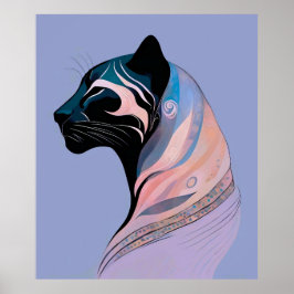 Poster Abstrakter Panther Kopf in Pastellharmonie