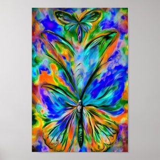 Poster Abstrakter Schmetterling # 1 , Farbvarichange 1