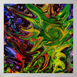 Poster Abstraktes Bild mit dem Titel "Welten entstehen"