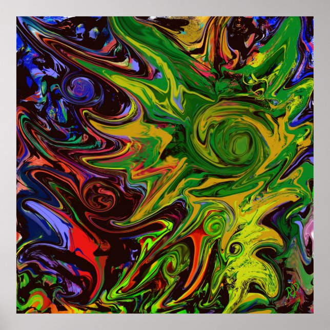 Poster Abstraktes Bild mit dem Titel "Welten entstehen" (Frente)