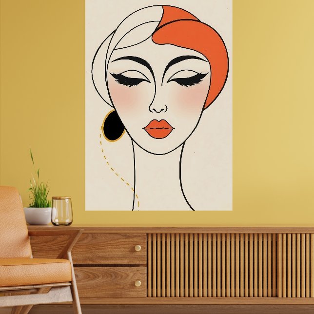 Poster Abstraktes minimalistisches Porträt (Sala de Estar 2)