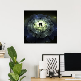 Poster Abstrato 3D Flor Fractal