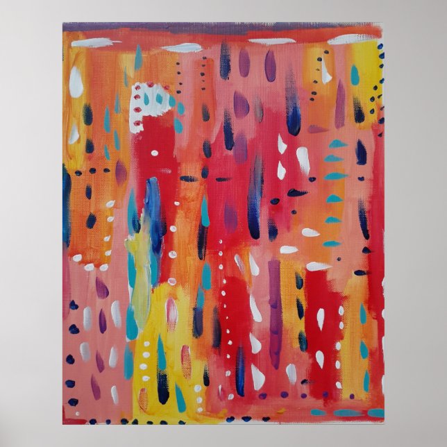 Poster Abstrato a negrito em laranja vermelho e amarelo (Frente)