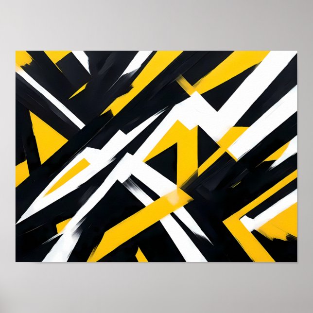 Poster Abstrato a negrito - Fundo preto em greve (Frente)