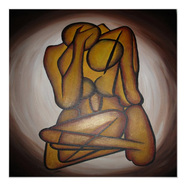 Pôster Abstrato Amadurece Arte Contemporânea Em Ochre E N (Frente)