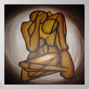 Poster Abstrato Amadurece Arte Contemporânea Em Ochre E N