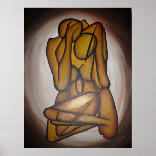 Pôster Abstrato Amadurece Arte Contemporânea Em Ochre E N