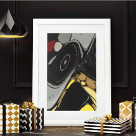 Poster Abstrato Amarelo da Cinza Negra