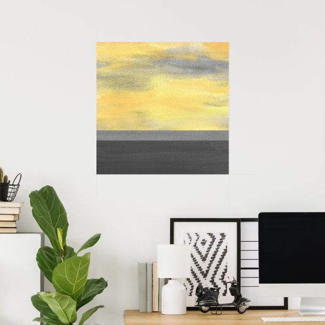 Poster Abstrato Amarelo Moderno (Escritório em casa)