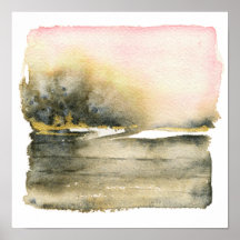 Abstrato ao quadrado Paisagem Watercolor Art Impre