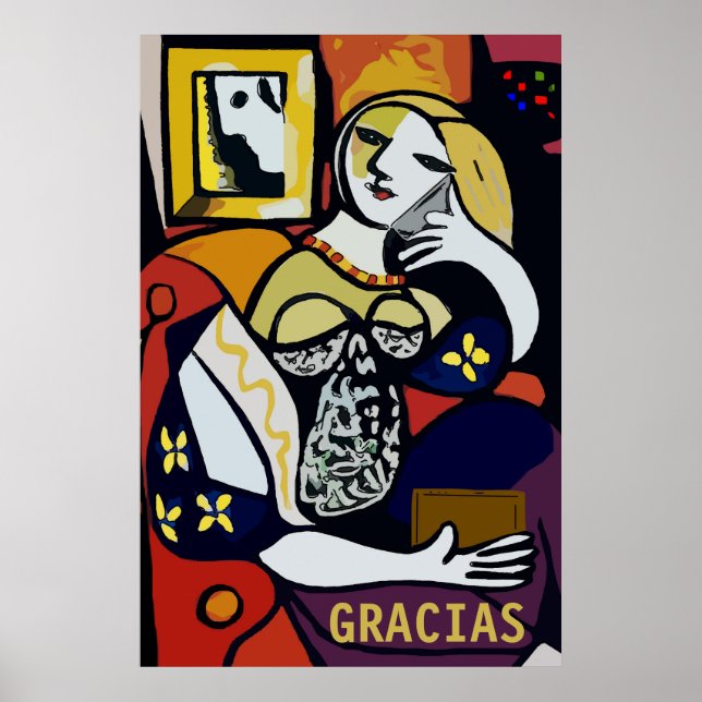 Poster Abstrato ao telefone, edite texto, Gracias (Frente)