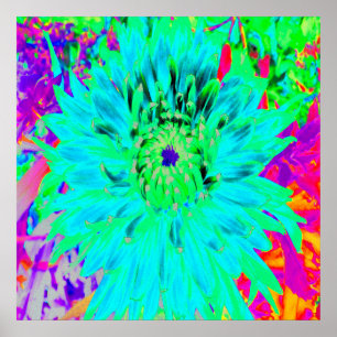 Poster Abstrato Aqua Decorative Dahlia Flower
