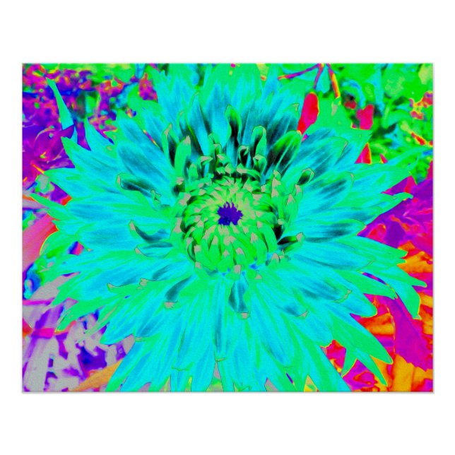 Pôster Abstrato Aqua Decorative Dahlia Flower (Frente)