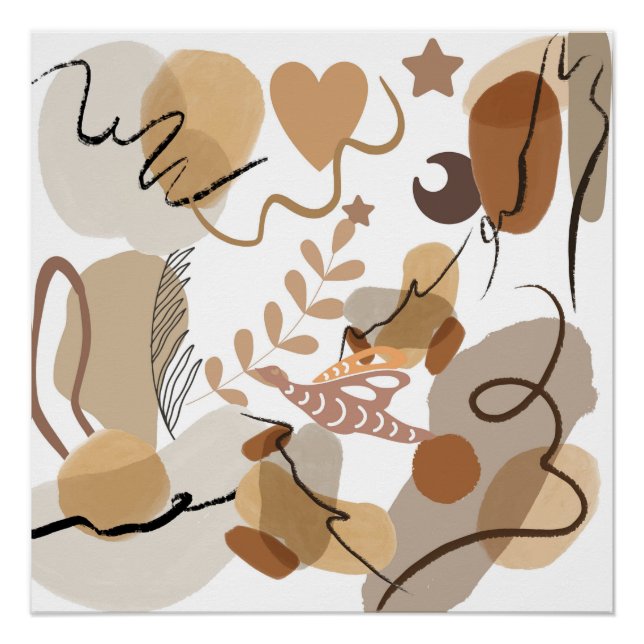 PÔSTER ABSTRATO ART BEIGE THEME POSTER (Frente)