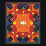 Poster Abstrato Art Deco Design por Artista Suíço<br><div class="desc">Este poster está atrás de um design de tapete de guaches original. Trabalho colorido data de 1920.</div>