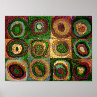 Pôster Abstrato Art em círculos verdes