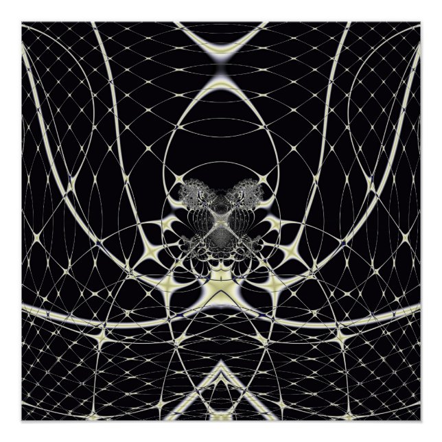 Pôster Abstrato Art Ouro Spiderweb (Frente)