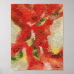 Pôster Abstrato Art Pintura Textura Amarela Vermelha Lara