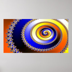 Poster Abstrato ARTs - Azul espiral amarelo