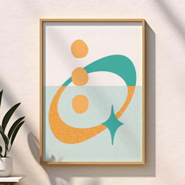 Poster Abstrato Atômico Meados do Século Aqua, Laranja, A (Criador carregado)