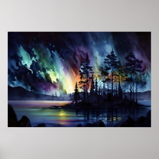 Poster Abstrato Aurora Borealis