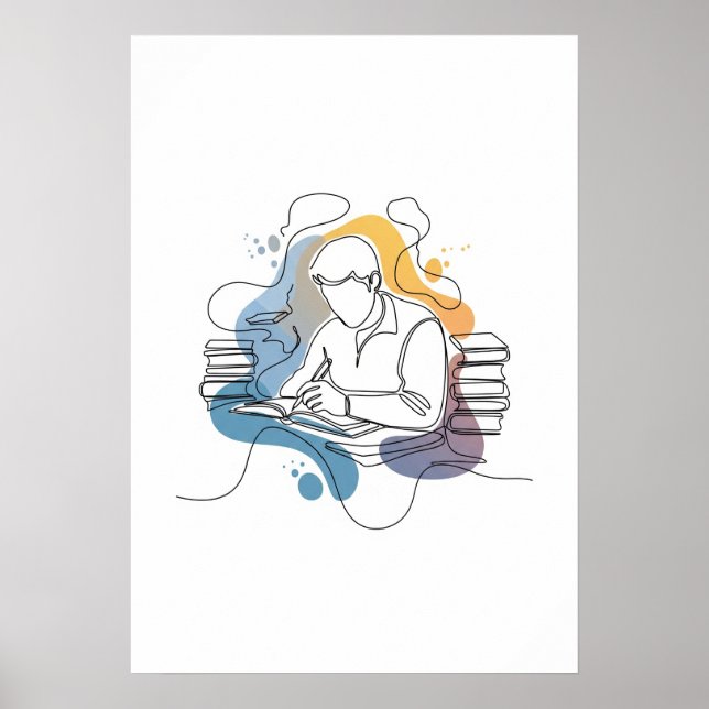 Poster Abstrato Autor One Line Art Contínuo (Frente)