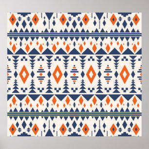 Poster Abstrato Aztec geométrico, padrão perfeito.