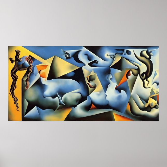 Poster Abstrato azul 323 Wall Art (Frente)