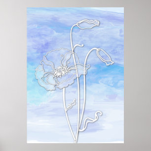 Pôster Abstrato Azul Aquarela e papas