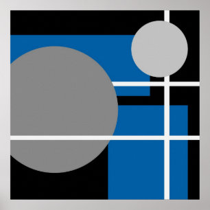 Pôster Abstrato azul Cinza preto AP0001