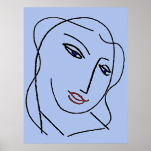 Pôster Abstrato azul das caras