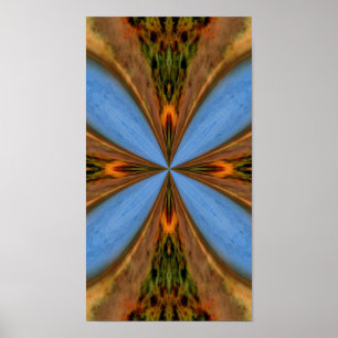 Poster abstrato Azul E Caleidoscópio Castanho