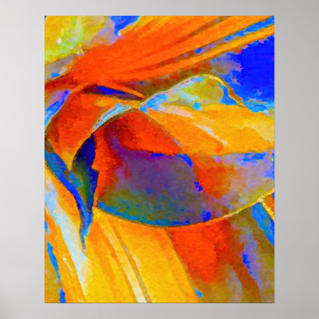 Poster Abstrato azul e laranja (Frente)