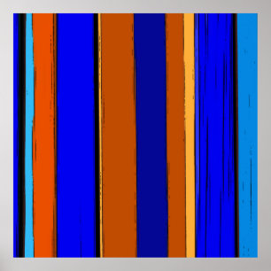 Poster Abstrato Azul E Laranja 930 - Grelhas Verticais
