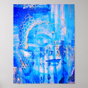 Poster Abstrato Azul Espiritual Buda