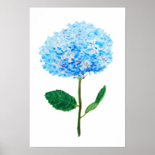 Poster abstrato azul hydrangea watercolor