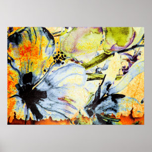 Poster Abstrato azul, laranja e verde