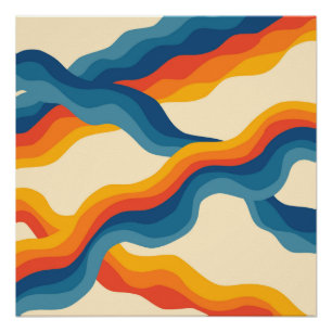 Pôster Abstrato Azul Laranja Trilha Sonora Retroativa Mod