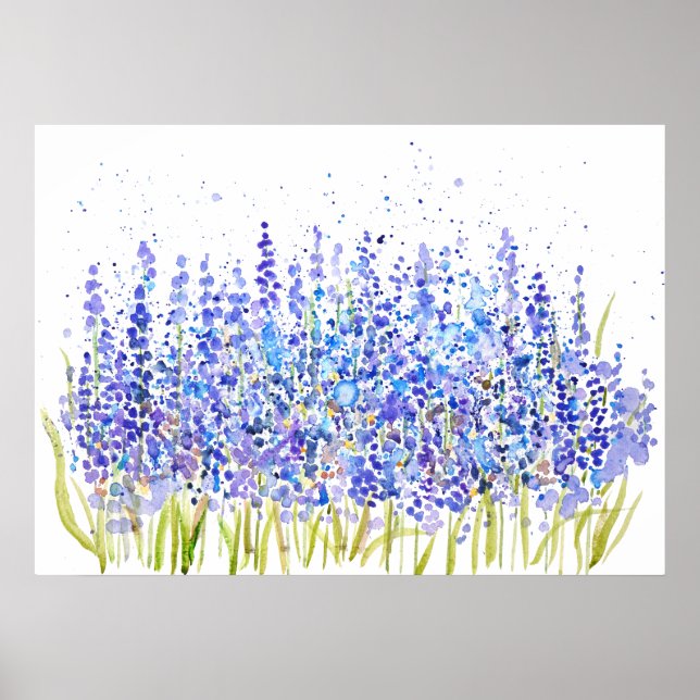Poster abstrato azul-uva hyacinth aquarela 2023 (Frente)
