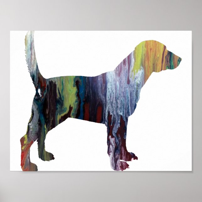 Pôster Abstrato Beagle Silhouette (Frente)