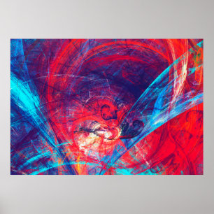 Poster Abstrato belo fundo vermelho e azul brilhante