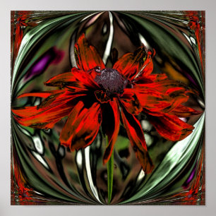 Poster Abstrato Black Eyed Susan Flower Art