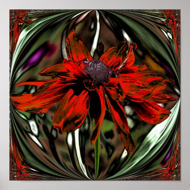 Poster Abstrato Black Eyed Susan Flower Art (Frente)