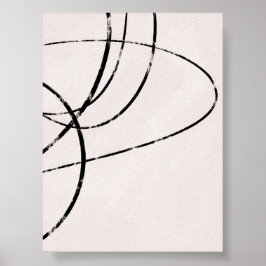 Poster Abstrato Black Line Art on Beige