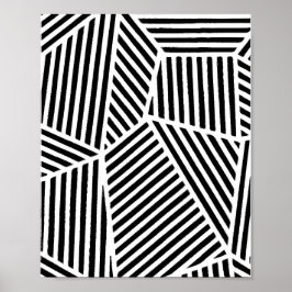 Poster Abstrato Black White Line Art