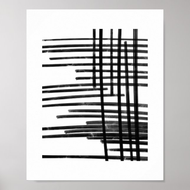 Poster Abstrato Black & White Lines Art - Arranhões 2 (Frente)